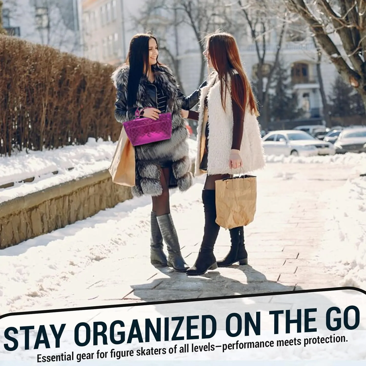 Ice Skate Bag Tote | Skate Bag Organizer with Multi-purpose Pockets | Ideal for Water Bottle, Gloves & Accessories