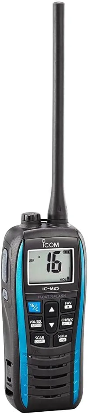Icom VHF-HH, Float Flash, USB, 5 Watt, Blue
