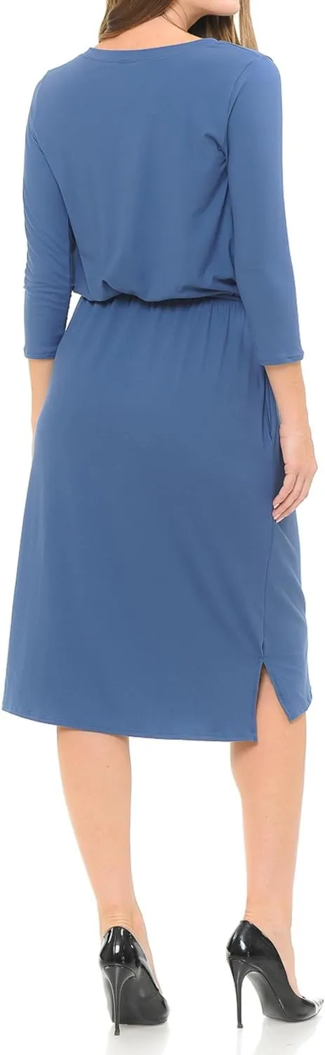 iconic luxe Women's Relaxed Midi Dress with Elastic Waist