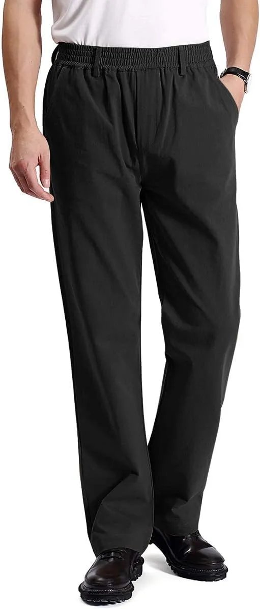 IDEALSANXUN Mens Casual Elastic Waist Twill Pants