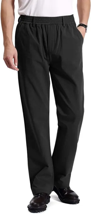 IDEALSANXUN Mens Casual Elastic Waist Twill Pants