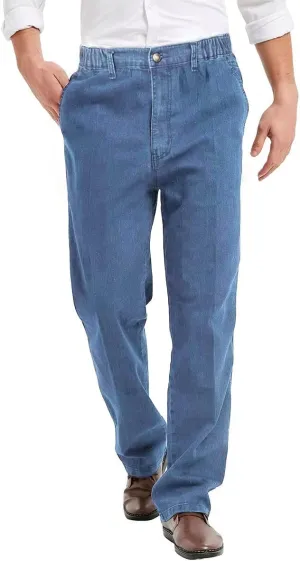 IDEALSANXUN Mens Elastic Waist Jeans with Zipper and Button