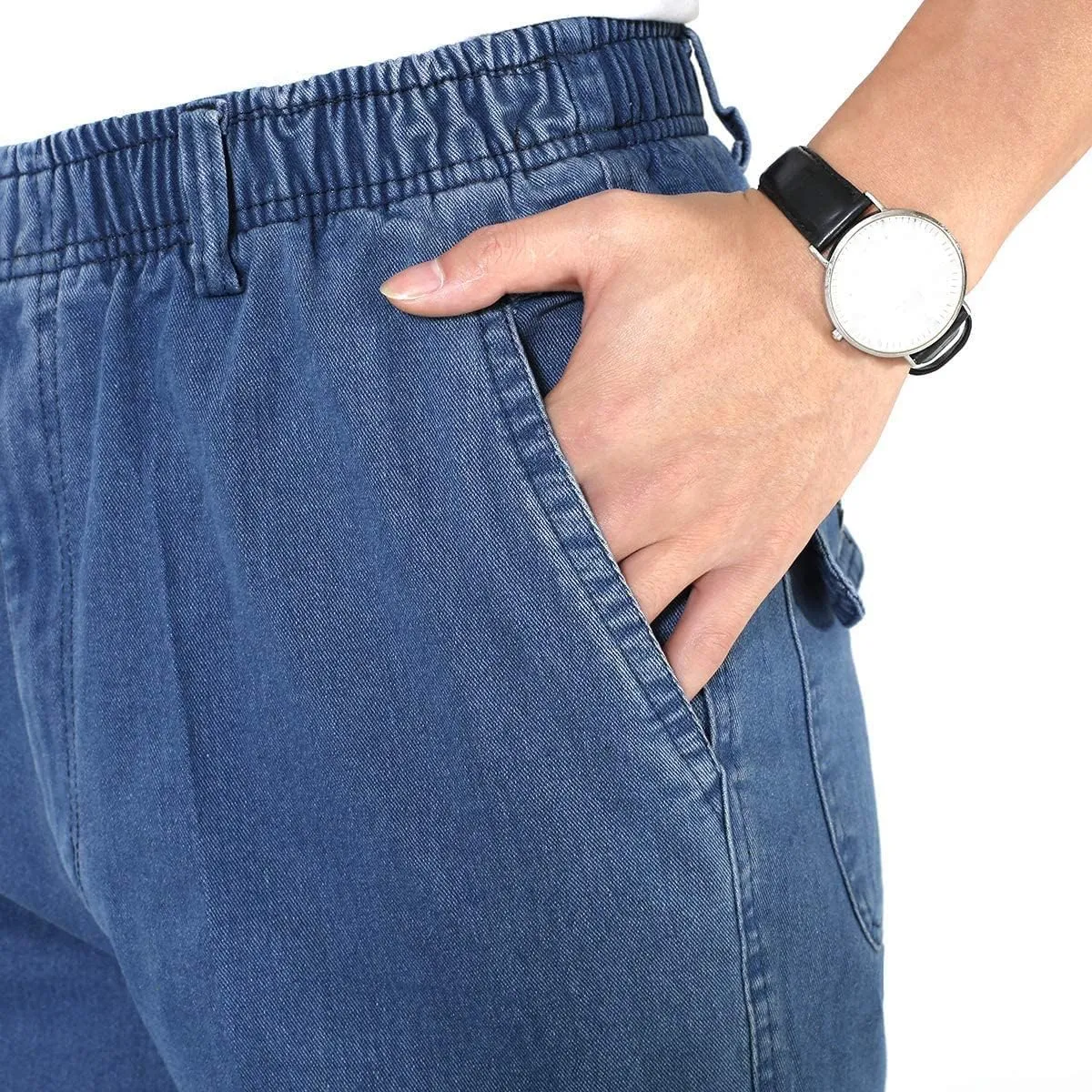 IDEALSANXUN Men’s Elastic Waist Jeans