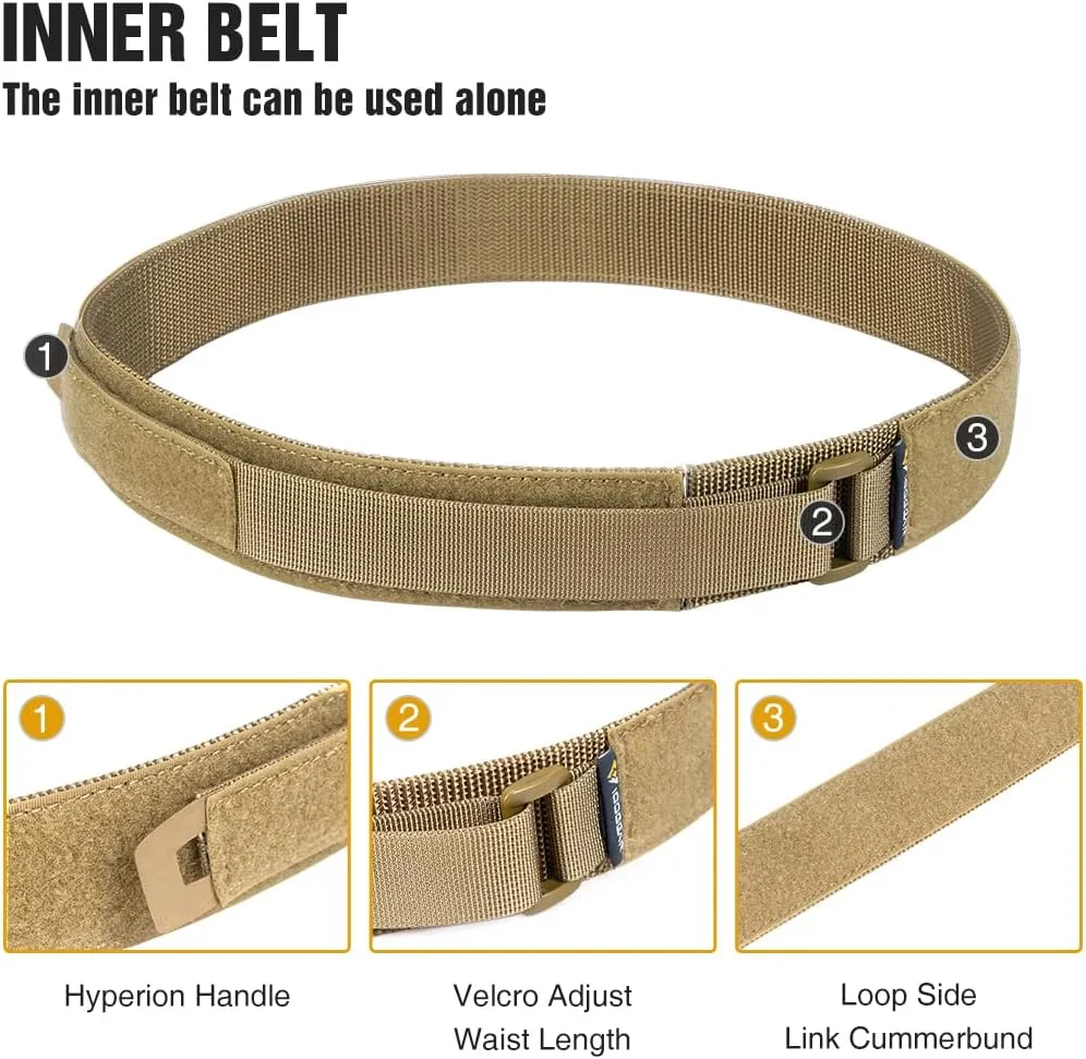 IDOGEAR Tactical Belt MOLLE Military Belt Modular Rigger's Belt Adjustable Combat Belt With Inner Belt And Outer Belt Set