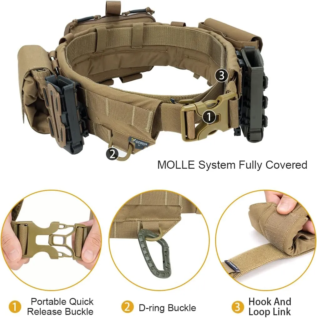IDOGEAR Tactical Belt MOLLE Military Belt Modular Rigger's Belt Adjustable Combat Belt With Inner Belt And Outer Belt Set