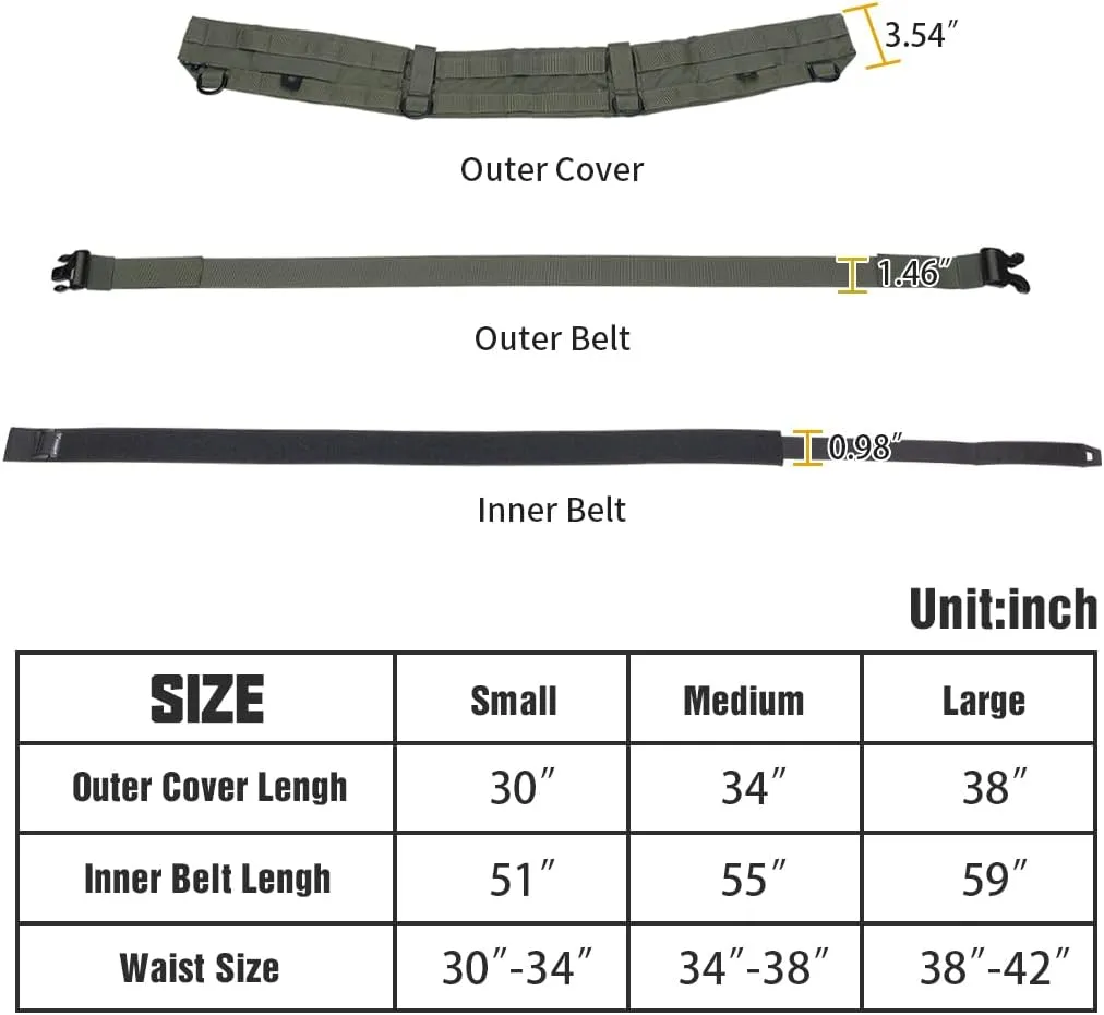 IDOGEAR Tactical Belt MOLLE Military Belt Modular Rigger's Belt Adjustable Combat Belt With Inner Belt And Outer Belt Set