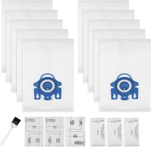 Improvedhand 10 Packs 3D Airclean Bags Replacement for Miele GN Vacuum Cleaner Bags Fit for Miele Classic C2 C3 S2 S5 S8 S400 Series with Motor Protection Filters, AirClean Filters