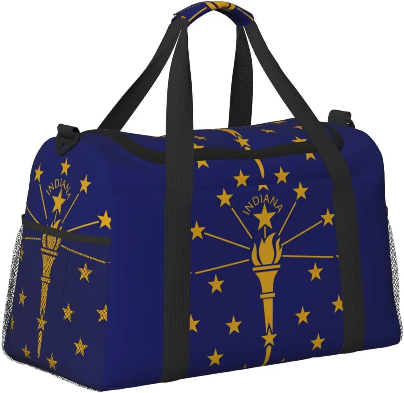 Indiana State Flag Travel Bag, Weekender Bags For Women Men For Outdoor Adventures, Ideal For Camping And Hiking
