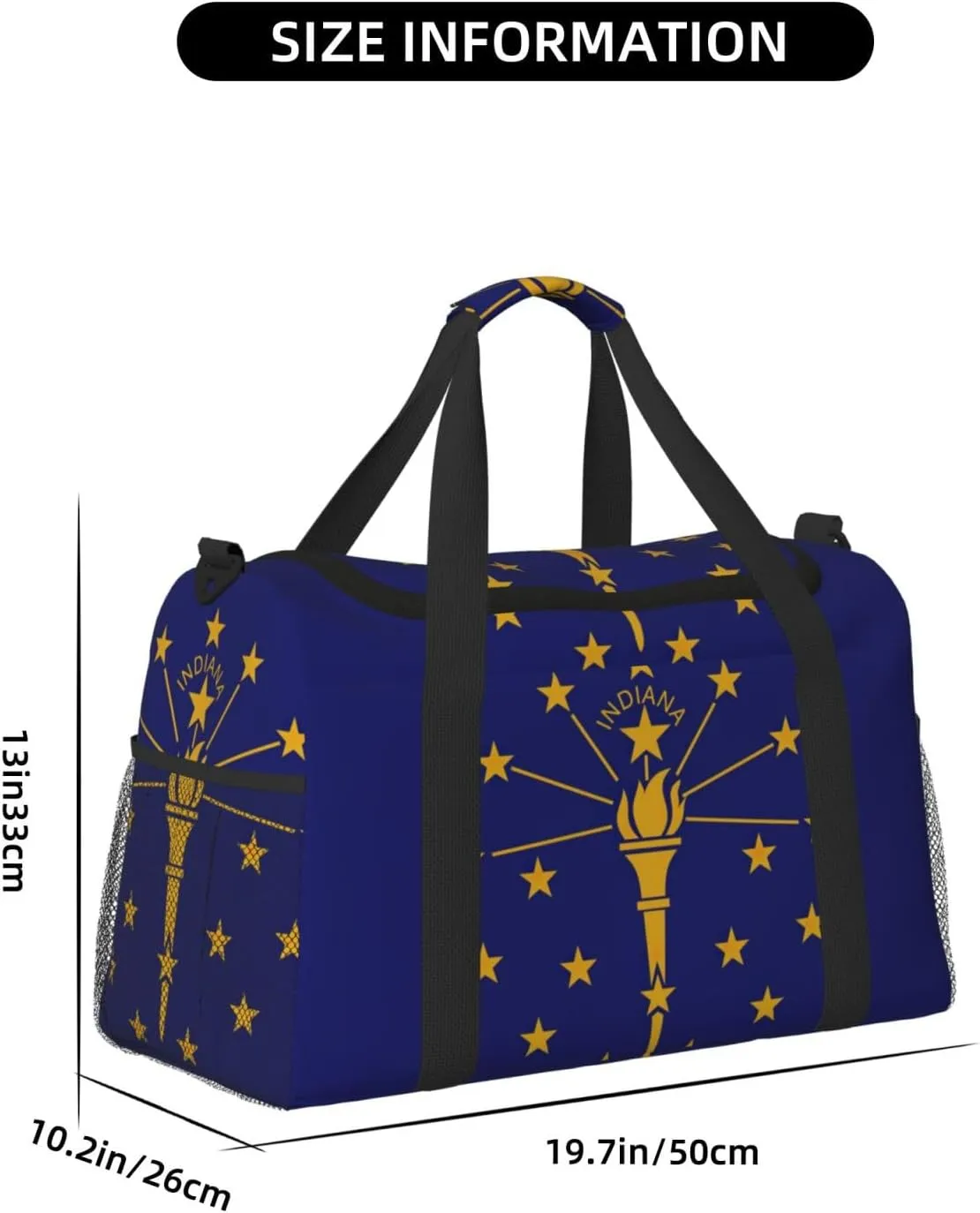 Indiana State Flag Travel Bag, Weekender Bags For Women Men For Outdoor Adventures, Ideal For Camping And Hiking