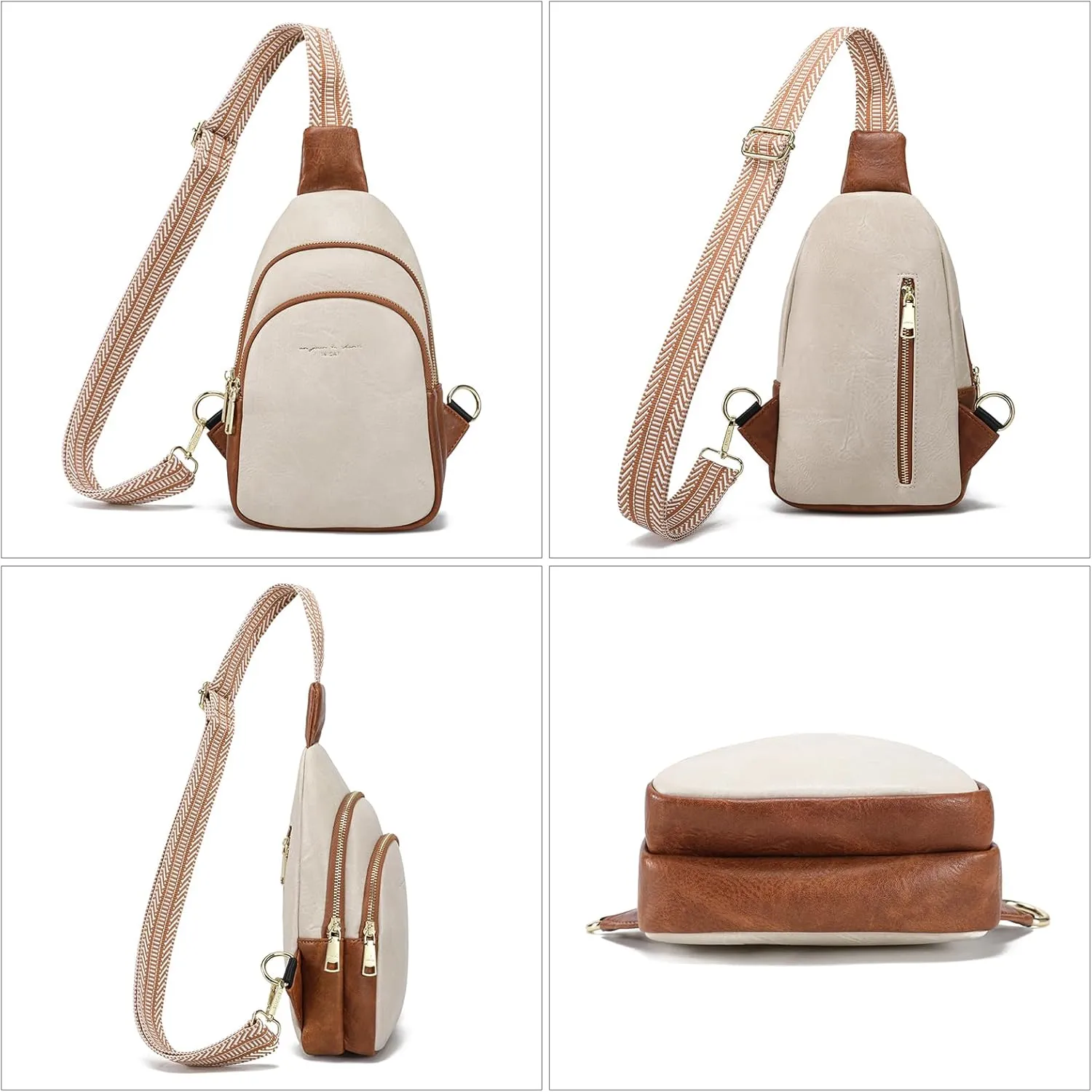 INICAT Crossbody Sling Bags Fanny Packs Leather Purses Chest Bag for Women