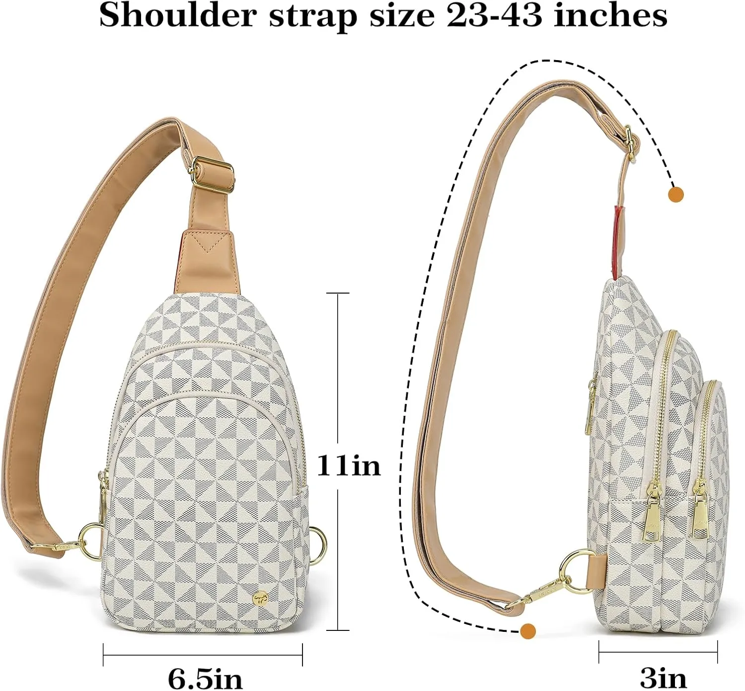 INICAT Crossbody Sling Bags Fanny Packs Leather Purses Chest Bag for Women