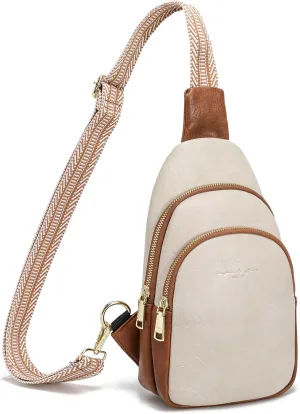 INICAT Crossbody Sling Bags Fanny Packs Leather Purses Chest Bag for Women