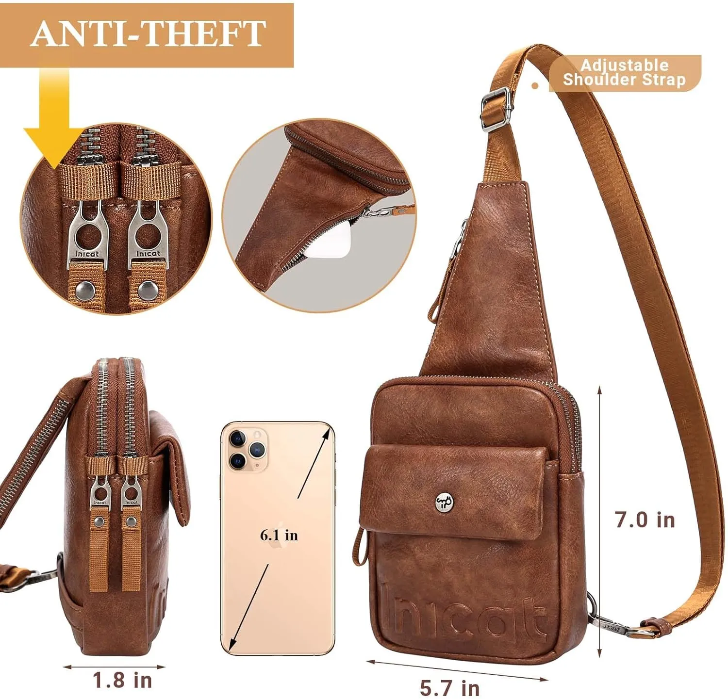 INICAT Small Crossbody Sling Bags Travel Fanny Packs Purse for Women