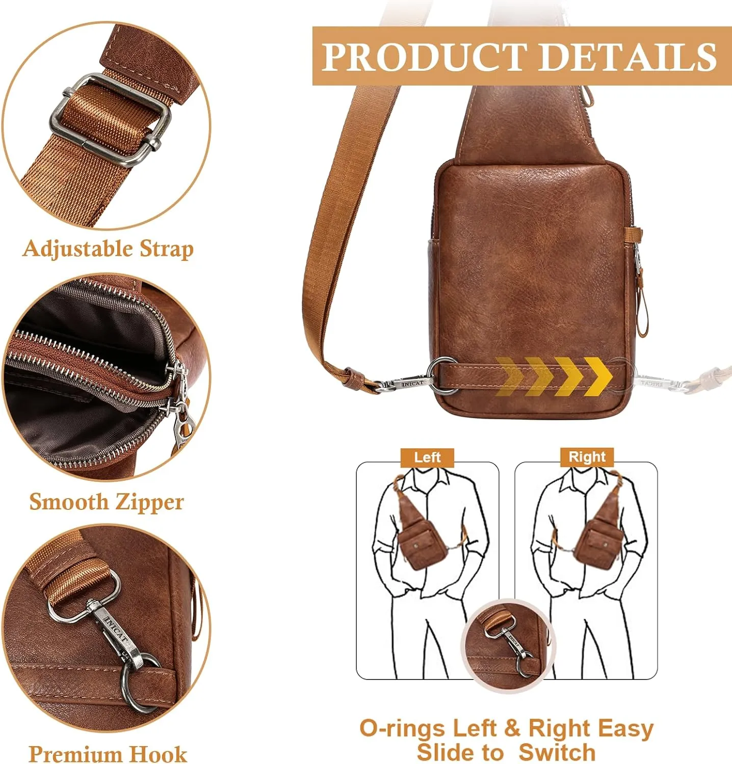 INICAT Small Crossbody Sling Bags Travel Fanny Packs Purse for Women