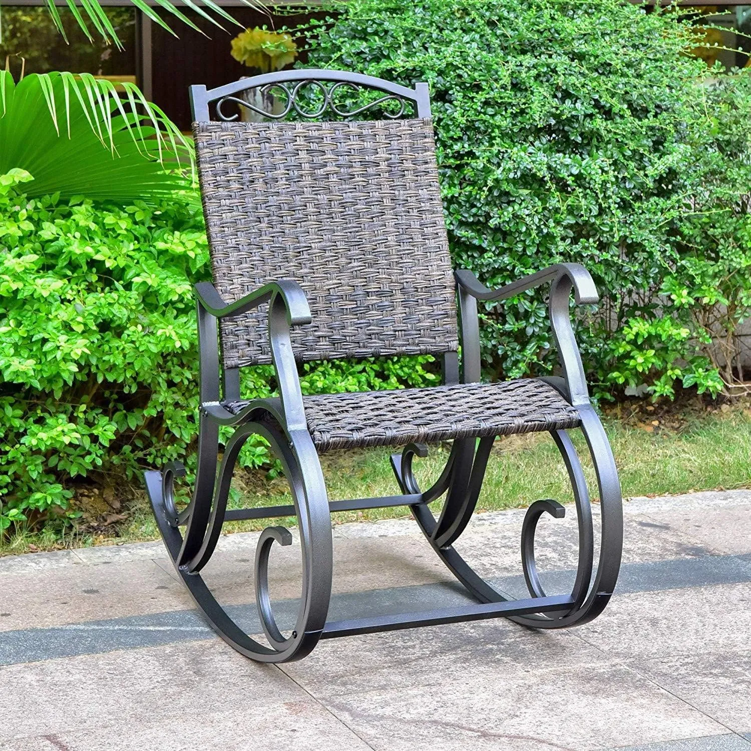 International Caravan Ibiza Aluminum Porch Rocker Dark Cafe