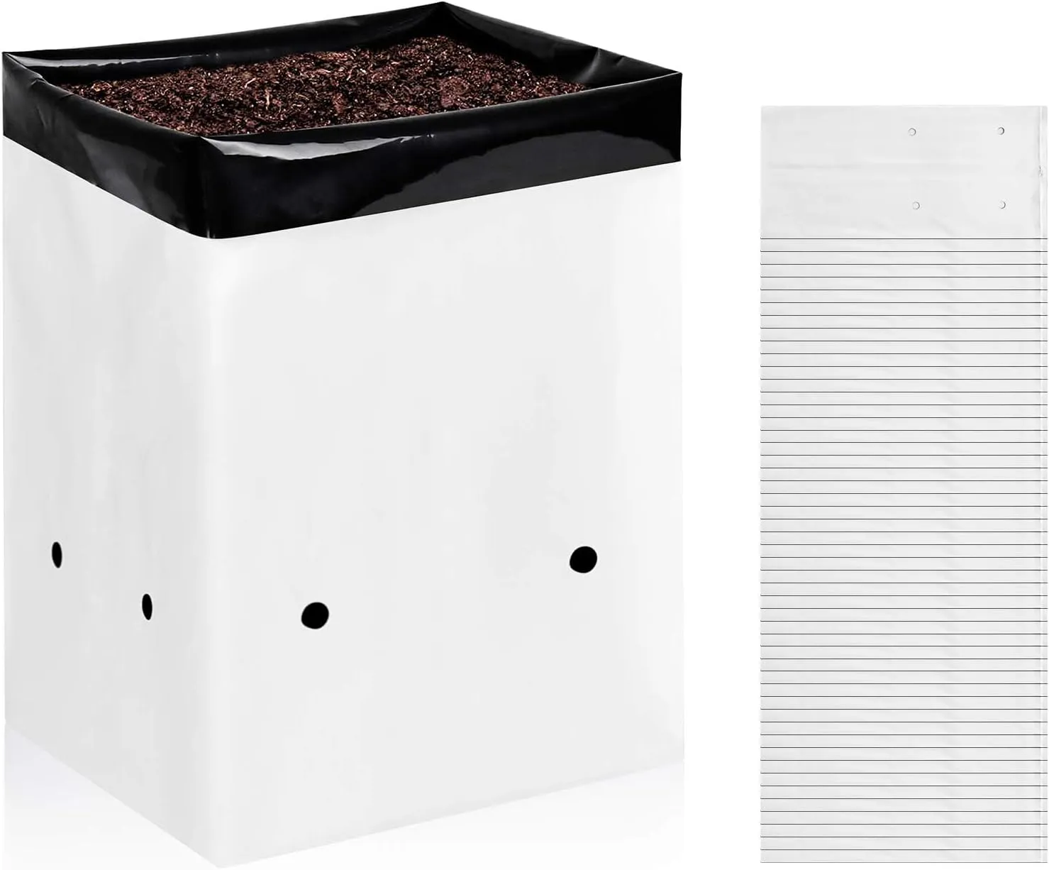 iPower 150-Pack 2 Gallon Grow Bags Black and White Panda Film Containers for Plants, Seedling and Rooting, Square Shape