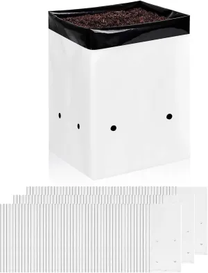 iPower 150-Pack 2 Gallon Grow Bags Black and White Panda Film Containers for Plants, Seedling and Rooting, Square Shape