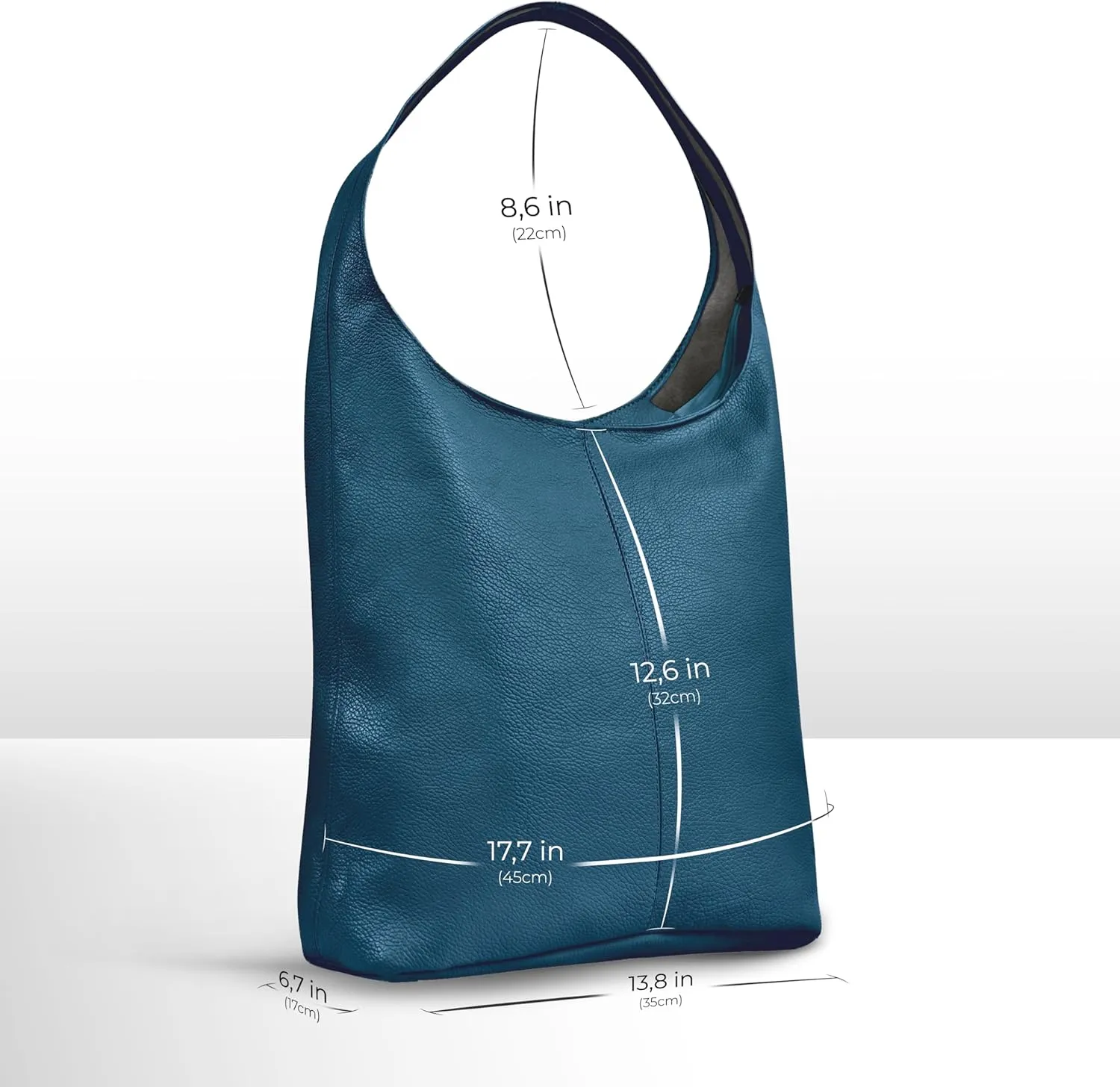 Italian Genuine Calf Leather Hobo Bag for Women with Zipper | Large Soft Slouchy Unlined Shoulder Handbag Tote Bucket Purse