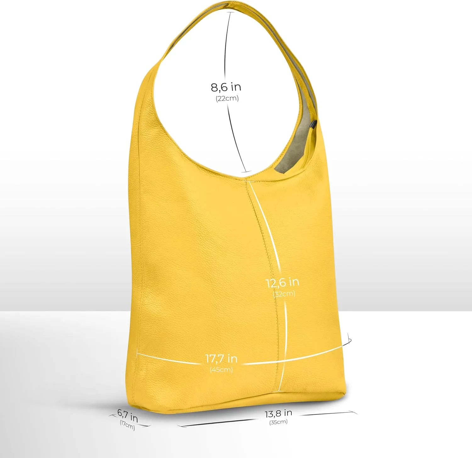 Italian Genuine Calf Leather Hobo Bag for Women with Zipper | Large Soft Slouchy Unlined Shoulder Handbag Tote Bucket Purse