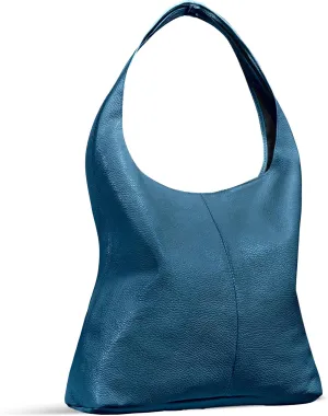 Italian Genuine Calf Leather Hobo Bag for Women with Zipper | Large Soft Slouchy Unlined Shoulder Handbag Tote Bucket Purse