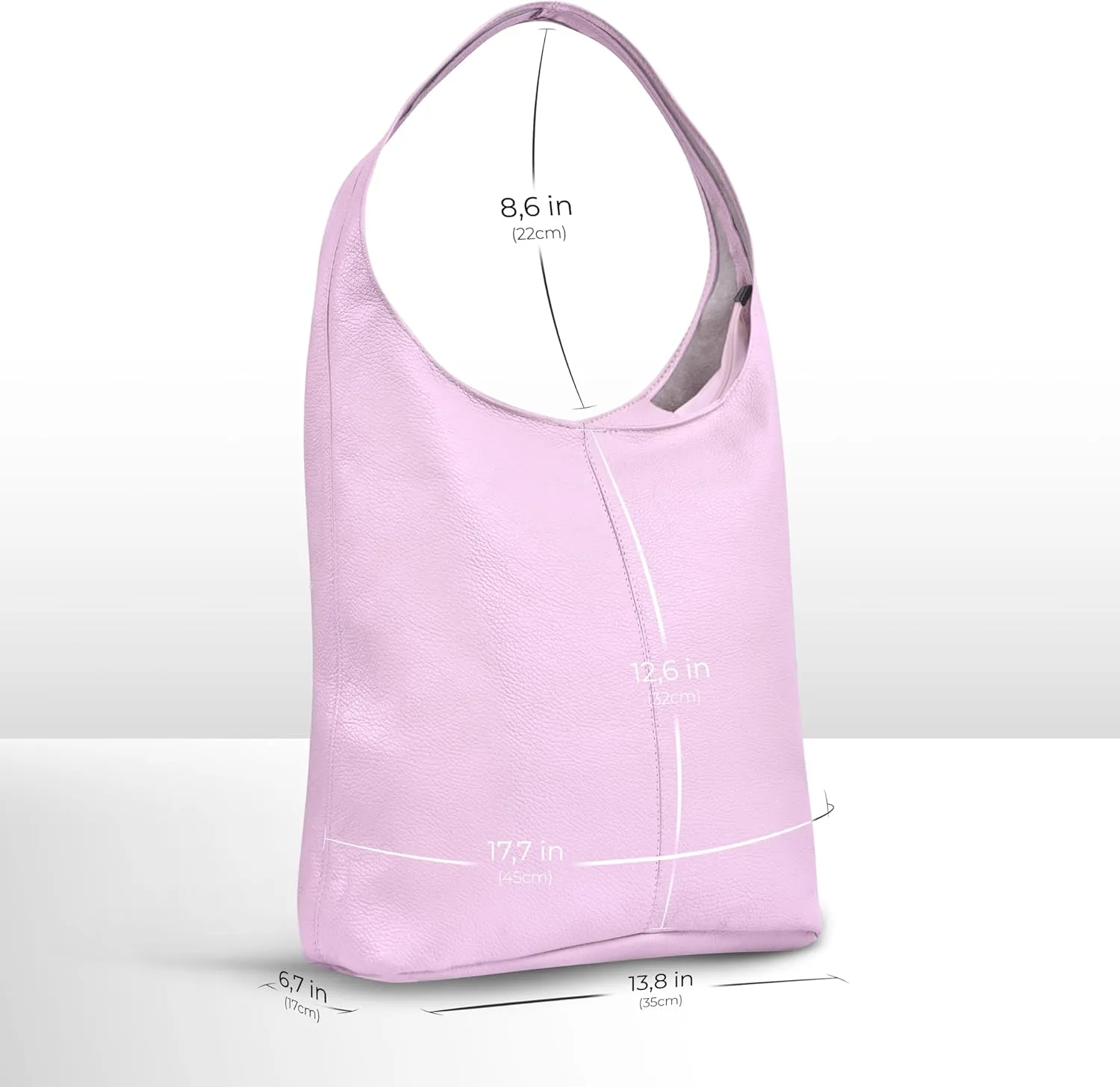 Italian Genuine Calf Leather Hobo Bag for Women with Zipper | Large Soft Slouchy Unlined Shoulder Handbag Tote Bucket Purse
