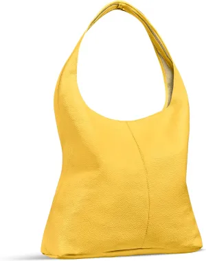 Italian Genuine Calf Leather Hobo Bag for Women with Zipper | Large Soft Slouchy Unlined Shoulder Handbag Tote Bucket Purse