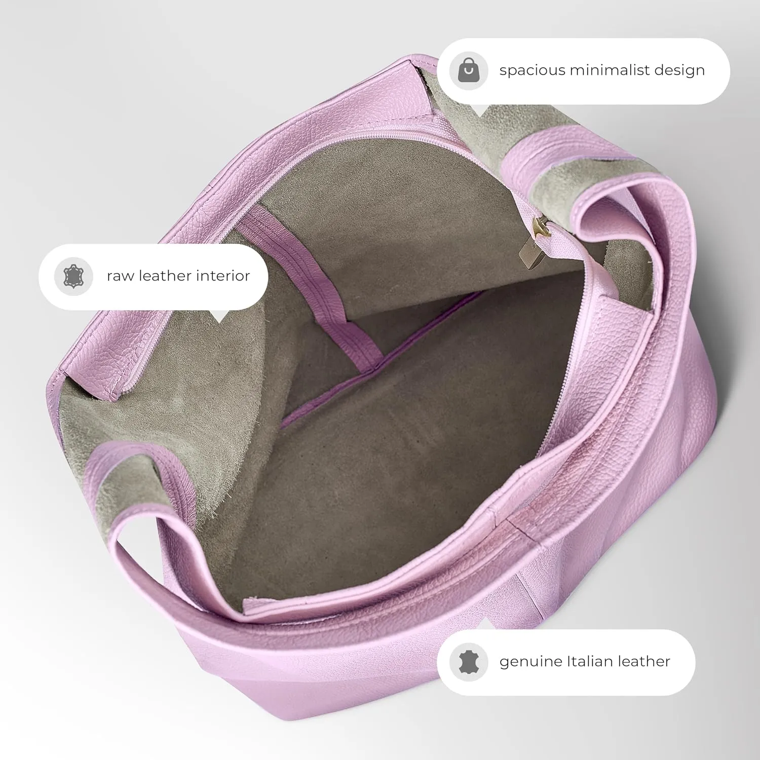 Italian Genuine Calf Leather Hobo Bag for Women with Zipper | Large Soft Slouchy Unlined Shoulder Handbag Tote Bucket Purse