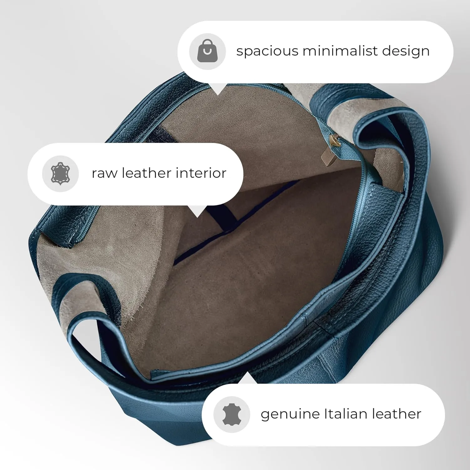 Italian Genuine Calf Leather Hobo Bag for Women with Zipper | Large Soft Slouchy Unlined Shoulder Handbag Tote Bucket Purse