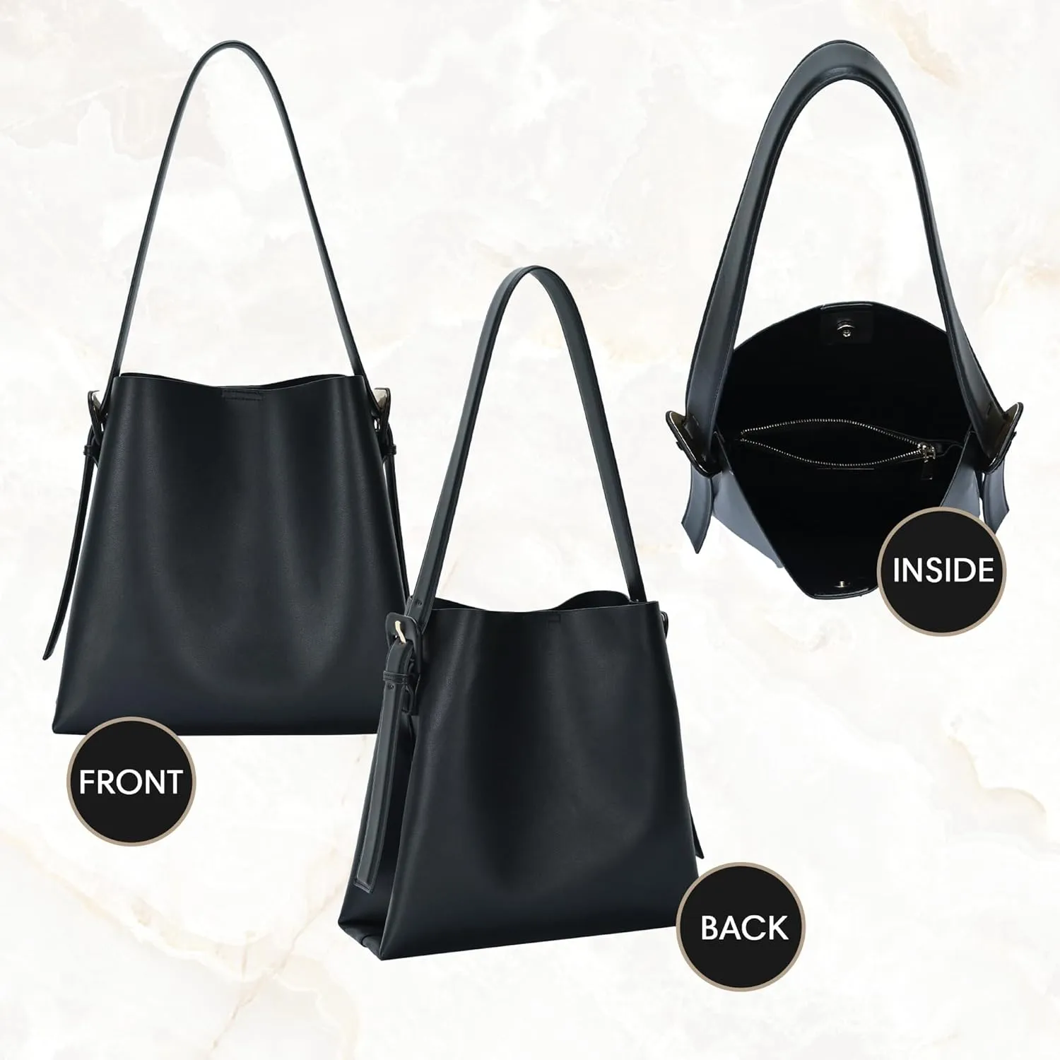Ivy Divided Pocket Hobo Tote | Vegan Leather Tote with Adjustable Strap | Women's Purses, Handbags & Hobo Bags |