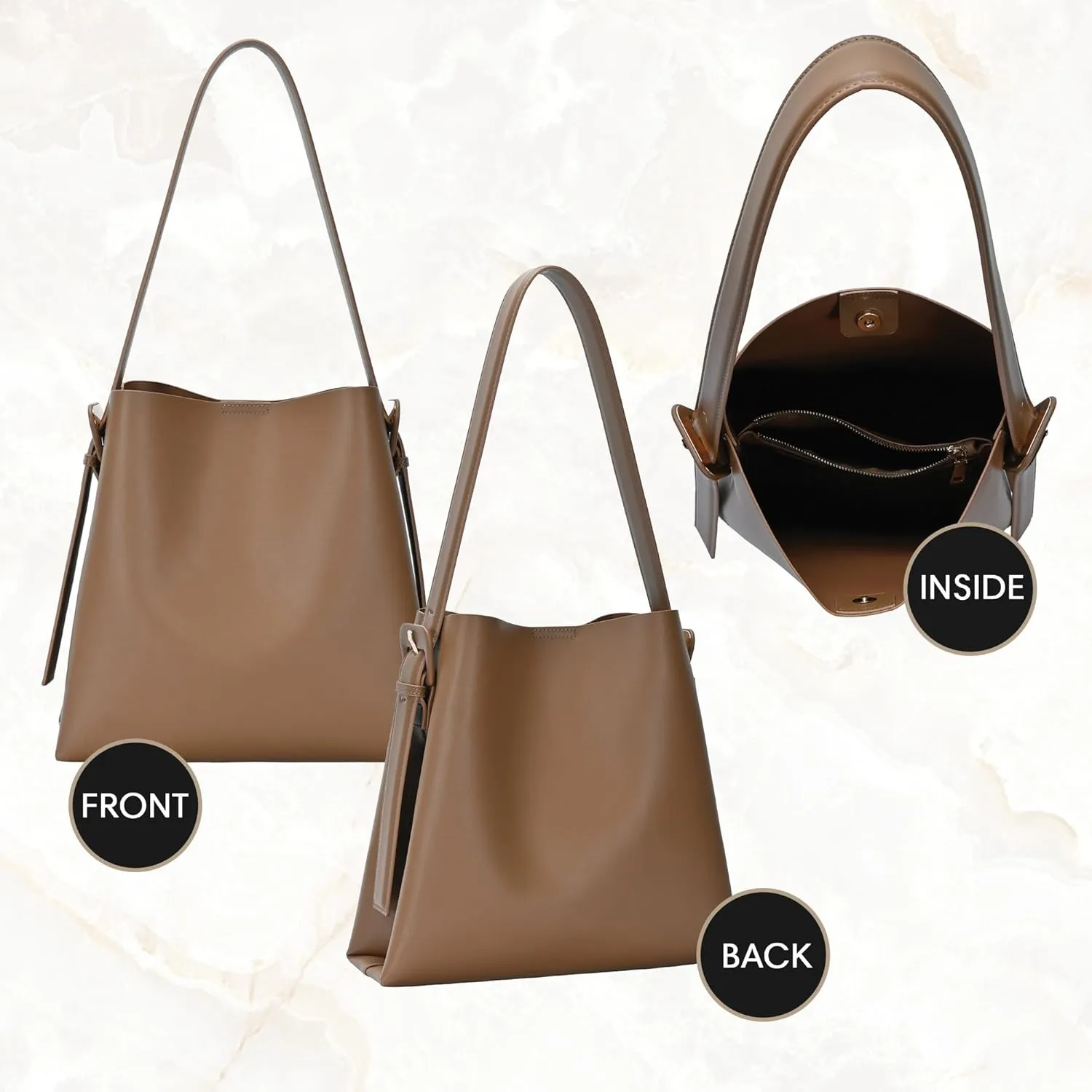 Ivy Divided Pocket Hobo Tote | Vegan Leather Tote with Adjustable Strap | Women's Purses, Handbags & Hobo Bags |