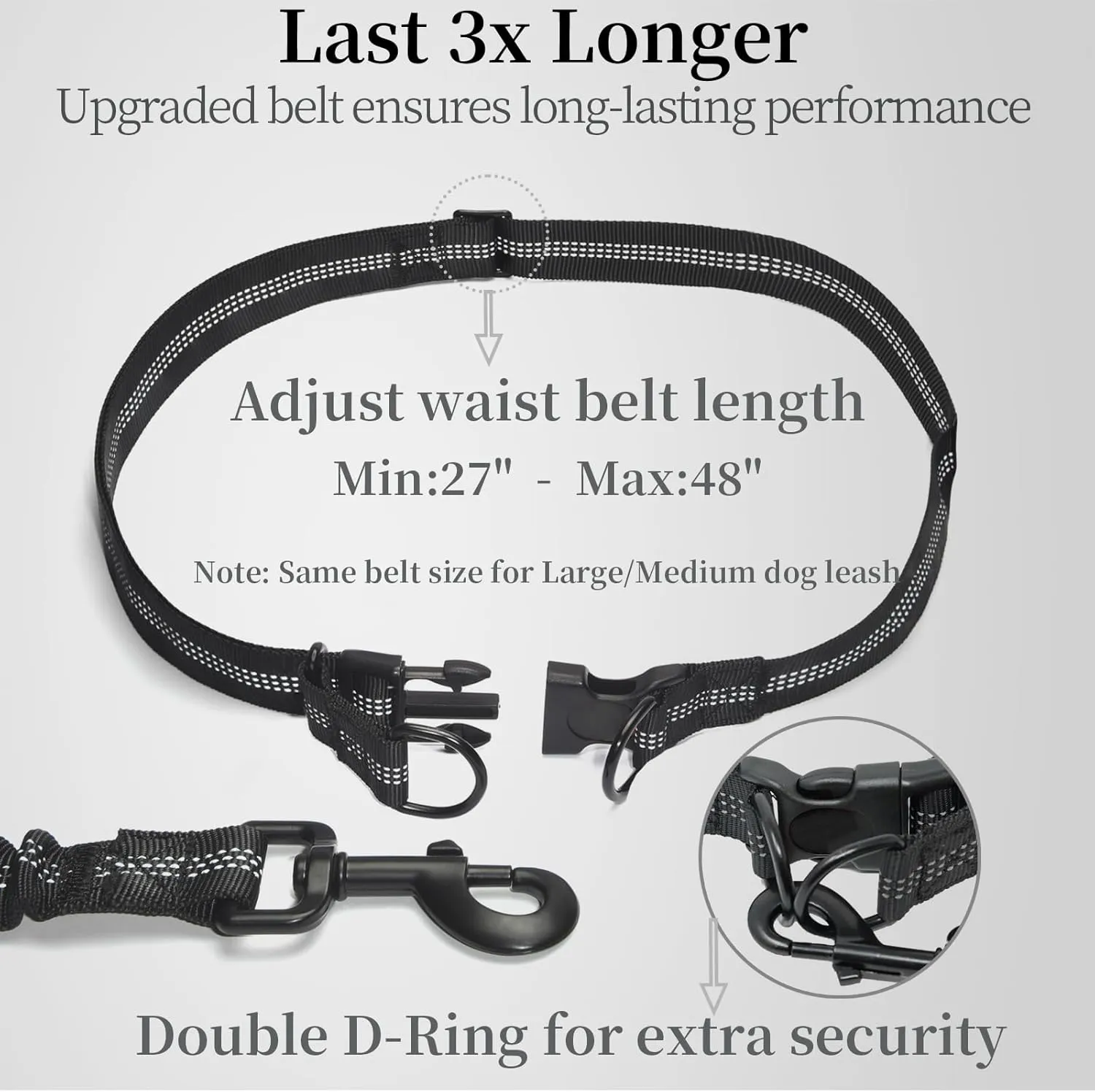 iYoShop Hands Free Dog Leash with Zipper Pouch, Dual Padded Handles and Durable Bungee for Walking, Jogging and Running Your Dog (Blue Heart, Large)