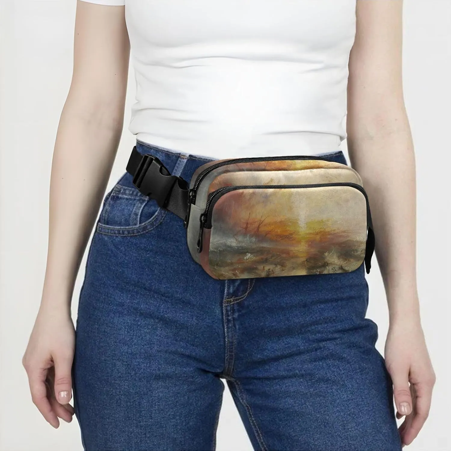 J. M. W. Turner Painting Slave Ship Womens Fanny Pack Waterproof Hip Pouch Belt Bag Funny Cross Body Waist Purse