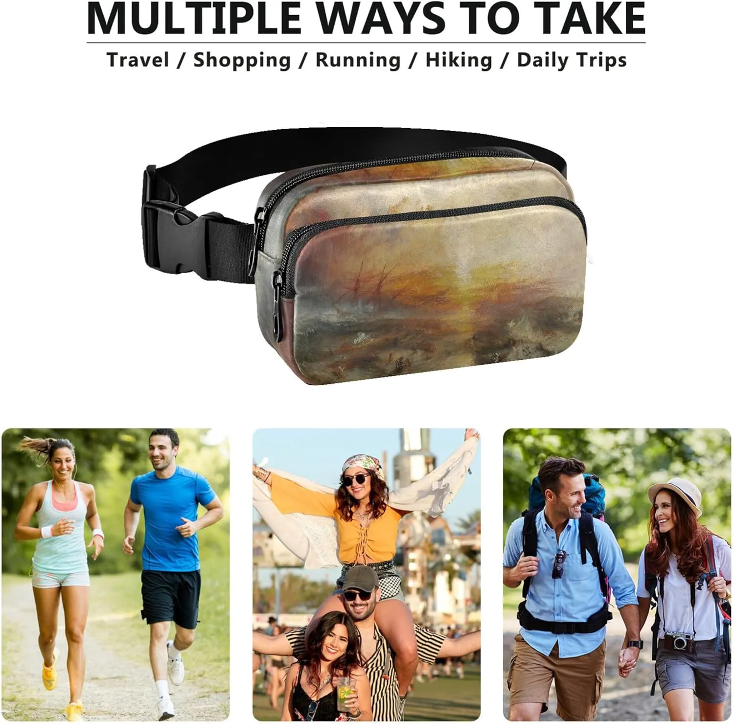 J. M. W. Turner Painting Slave Ship Womens Fanny Pack Waterproof Hip Pouch Belt Bag Funny Cross Body Waist Purse