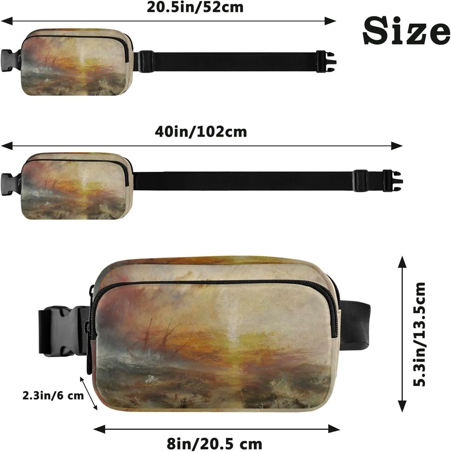 J. M. W. Turner Painting Slave Ship Womens Fanny Pack Waterproof Hip Pouch Belt Bag Funny Cross Body Waist Purse