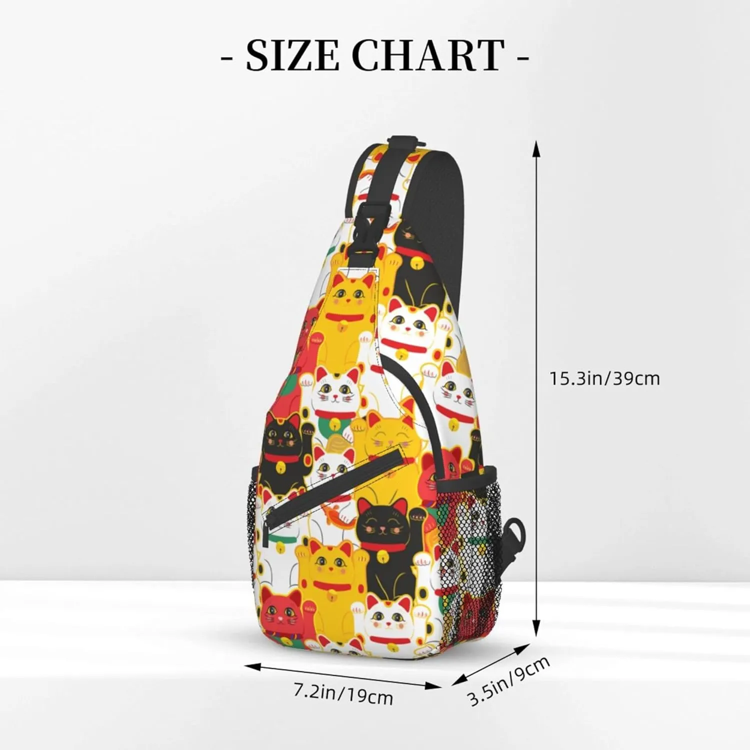 Japanese cute lucky cats Chest Shoulder Backpack Lightweight Sling Bag With Adjustable Strap Waterproof Sling Bags Shoulder Backpack