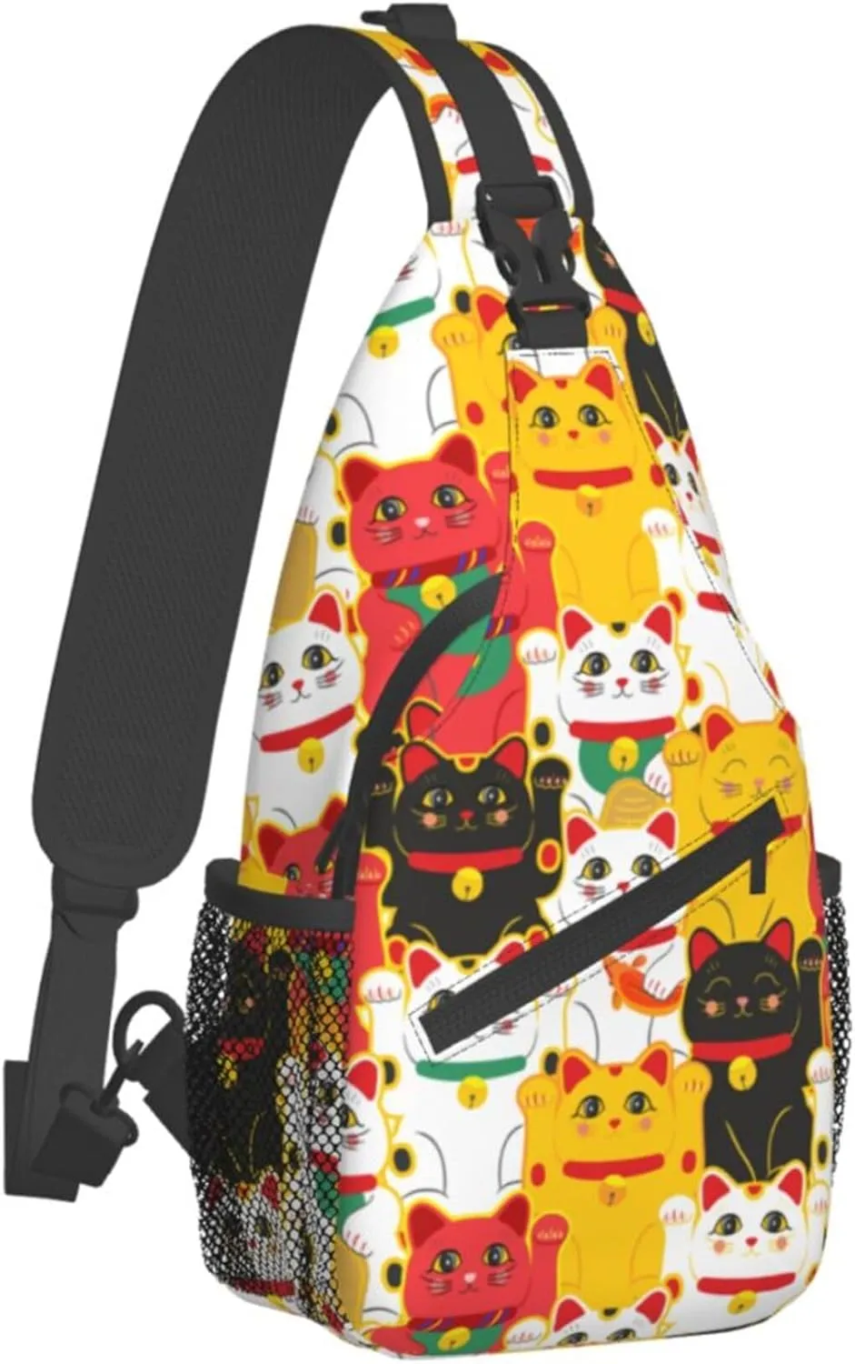 Japanese cute lucky cats Chest Shoulder Backpack Lightweight Sling Bag With Adjustable Strap Waterproof Sling Bags Shoulder Backpack