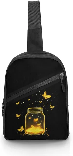 Jar Fireflies Sling Backpack Crossbody Shoulder Bag Casual Chest Bag Travel Hiking Daypack