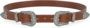 JASGOOD Women Leather Belts Ladies Vintage Western Design Black Waist Belt for Pants Dresses