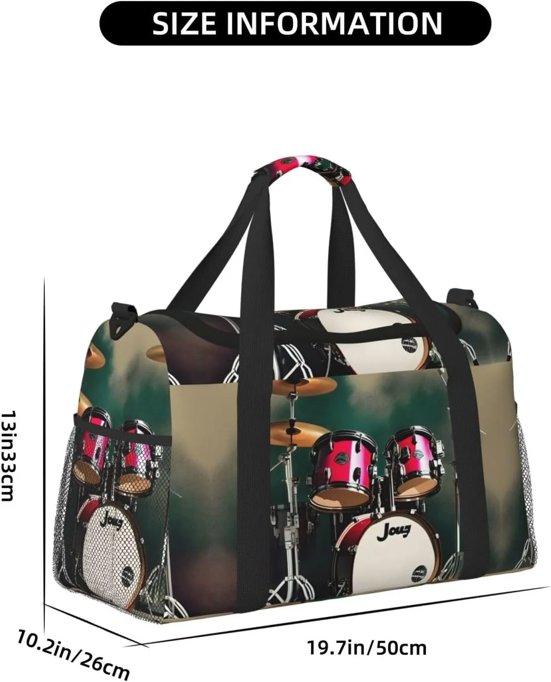 Jazz Drum Travel Bag, Weekender Bags For Women Men For Outdoor Adventures, Ideal For Camping And Hiking