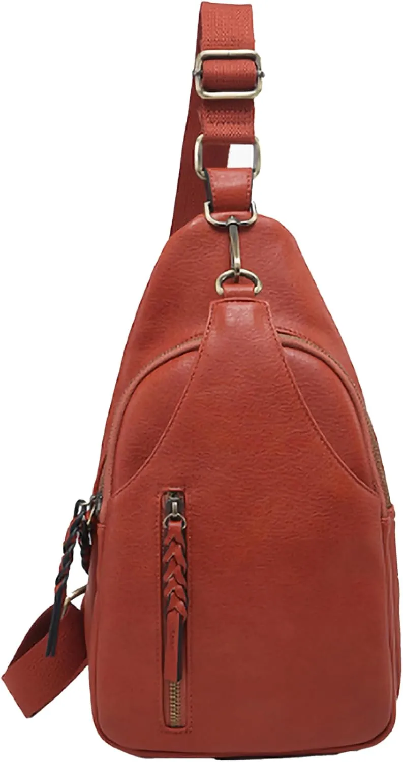 JEN & CO. Nikki Crossbody Sling Bag for Women Vegan Leather Fanny Pack Purse Trendy Chest Bag for Travel