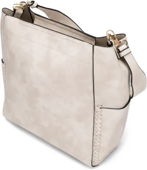 JEN & CO. Penny Bucket Bag for Women - Trendy Vegan Leather Crossbody Purse Bags, Boho Handbag, Side Pockets
