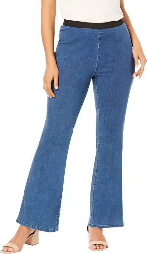 Jessica London Women's Plus Size Bootcut Stretch Jeans Elastic Waist