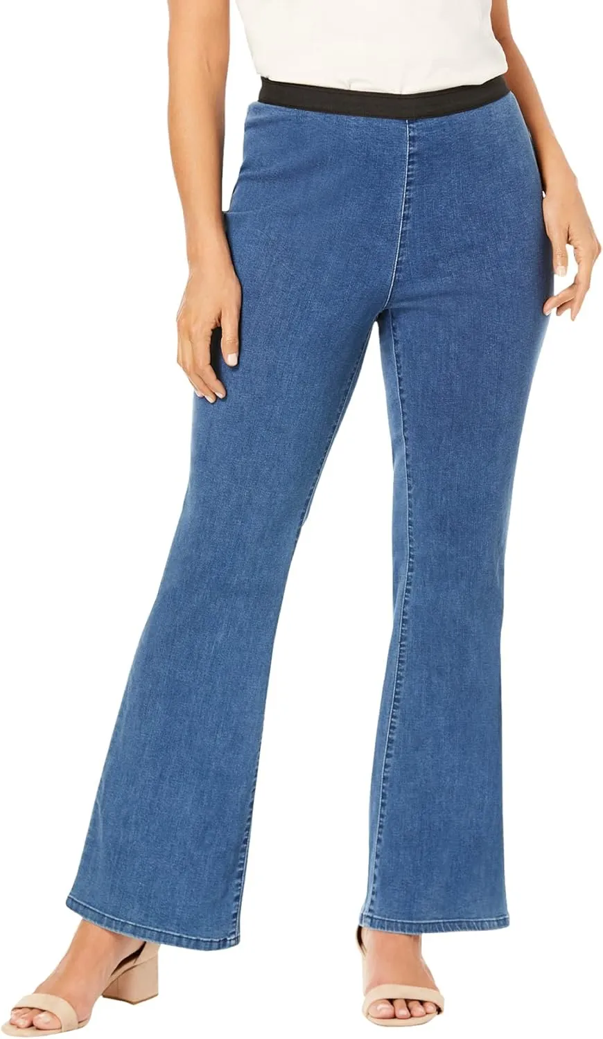 Jessica London Women's Plus Size Bootcut Stretch Jeans Elastic Waist