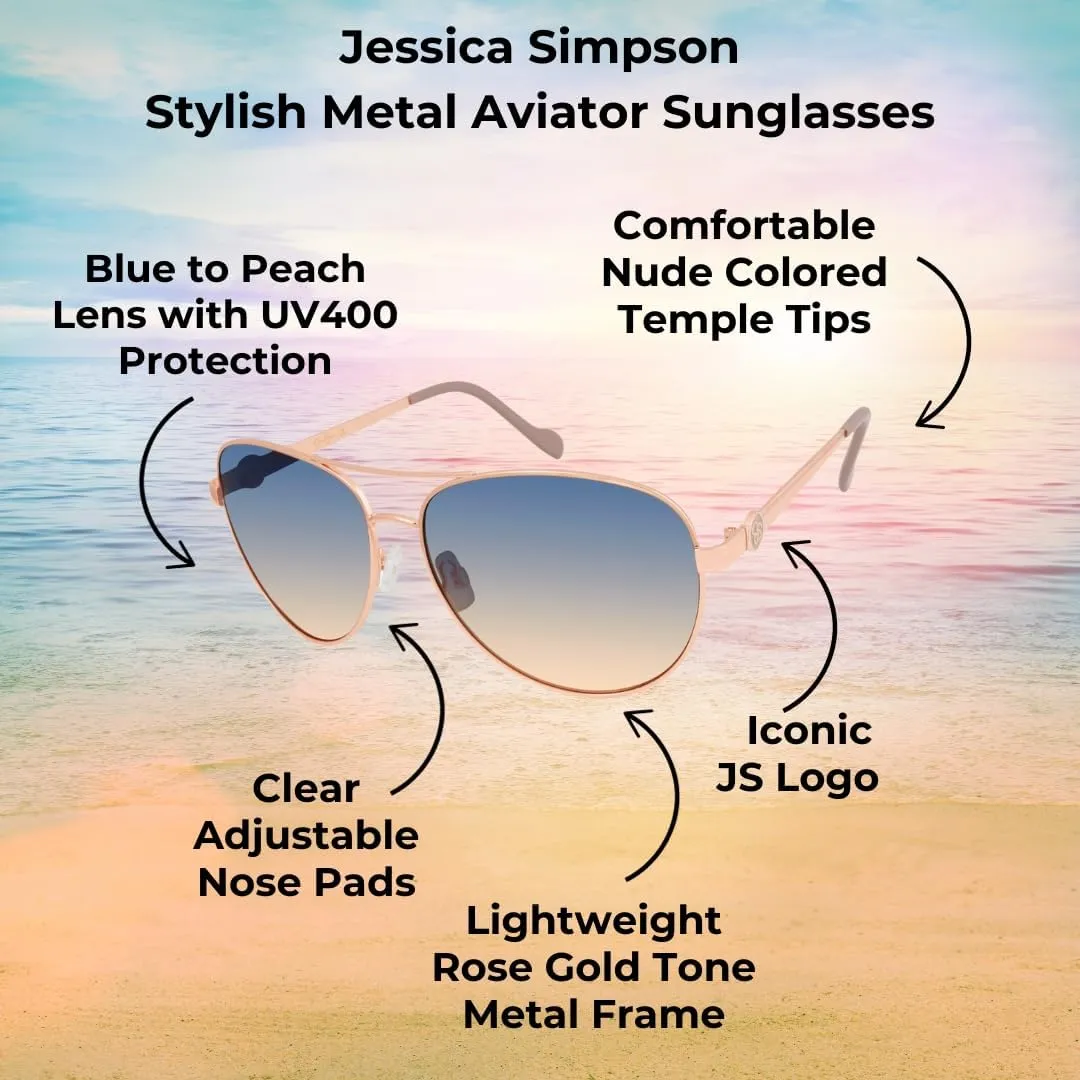 Jessica Simpson Women's J5596 Classic Metal Aviator Pilot Sunglasses with UV400 Protection