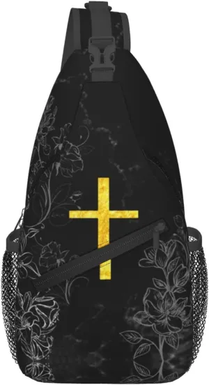 Jesus Christian Cross Sling Bag For Women Men Fashion Backpack Crossbody Jesus Cross Shoulder Bag Sling Backpack Chest Bag Travel Hiking Casual Sport Daypack