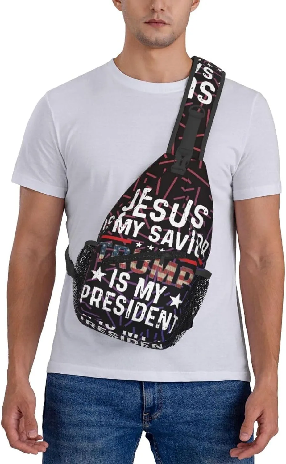 Jesus Is My Savior Trump Is My President Small Crossbody Backpack Sling Bag For Men Women Mini One Shoulder Chest Bags Gym Sport Travel Hiking Daypack