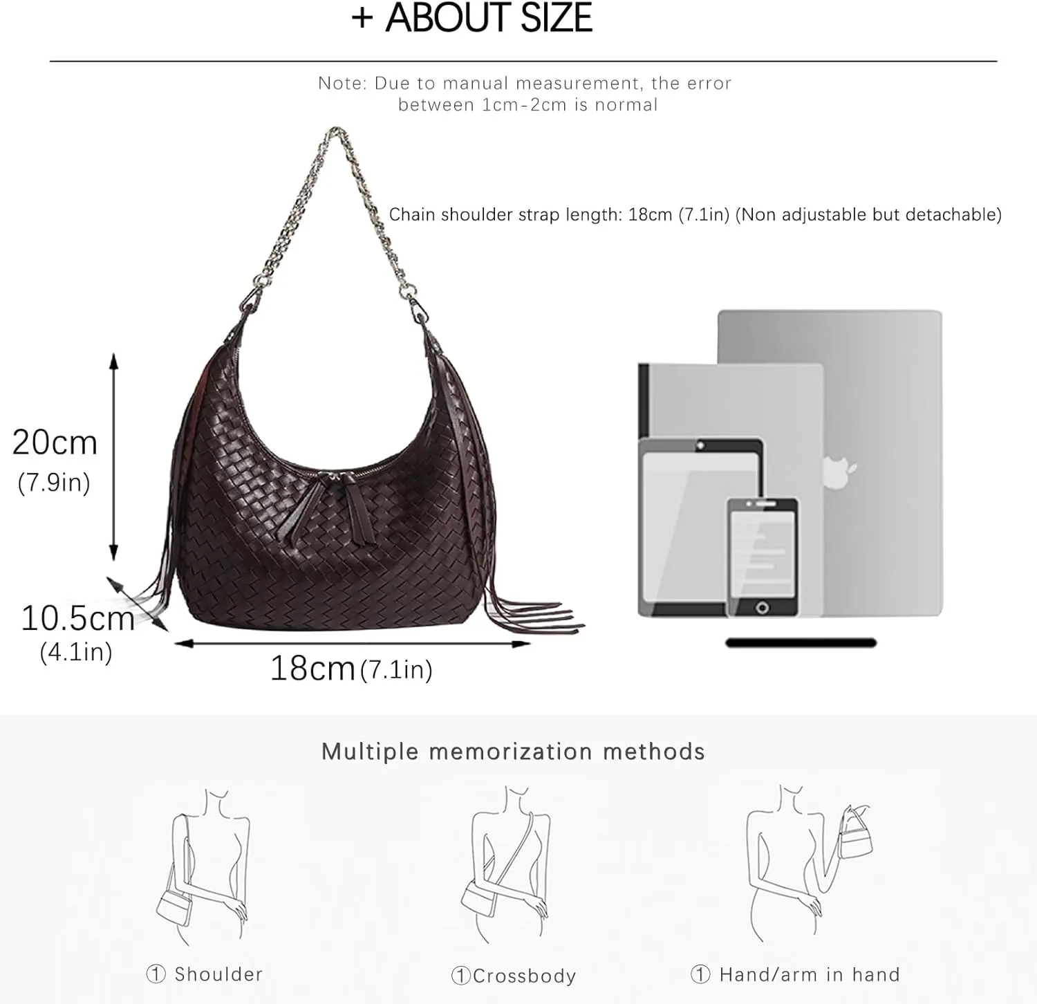 JINMANXUE Fringe Hobo Bag - Retro Handmade Woven Tote Bag for Women, Travel Shoulder Handbag