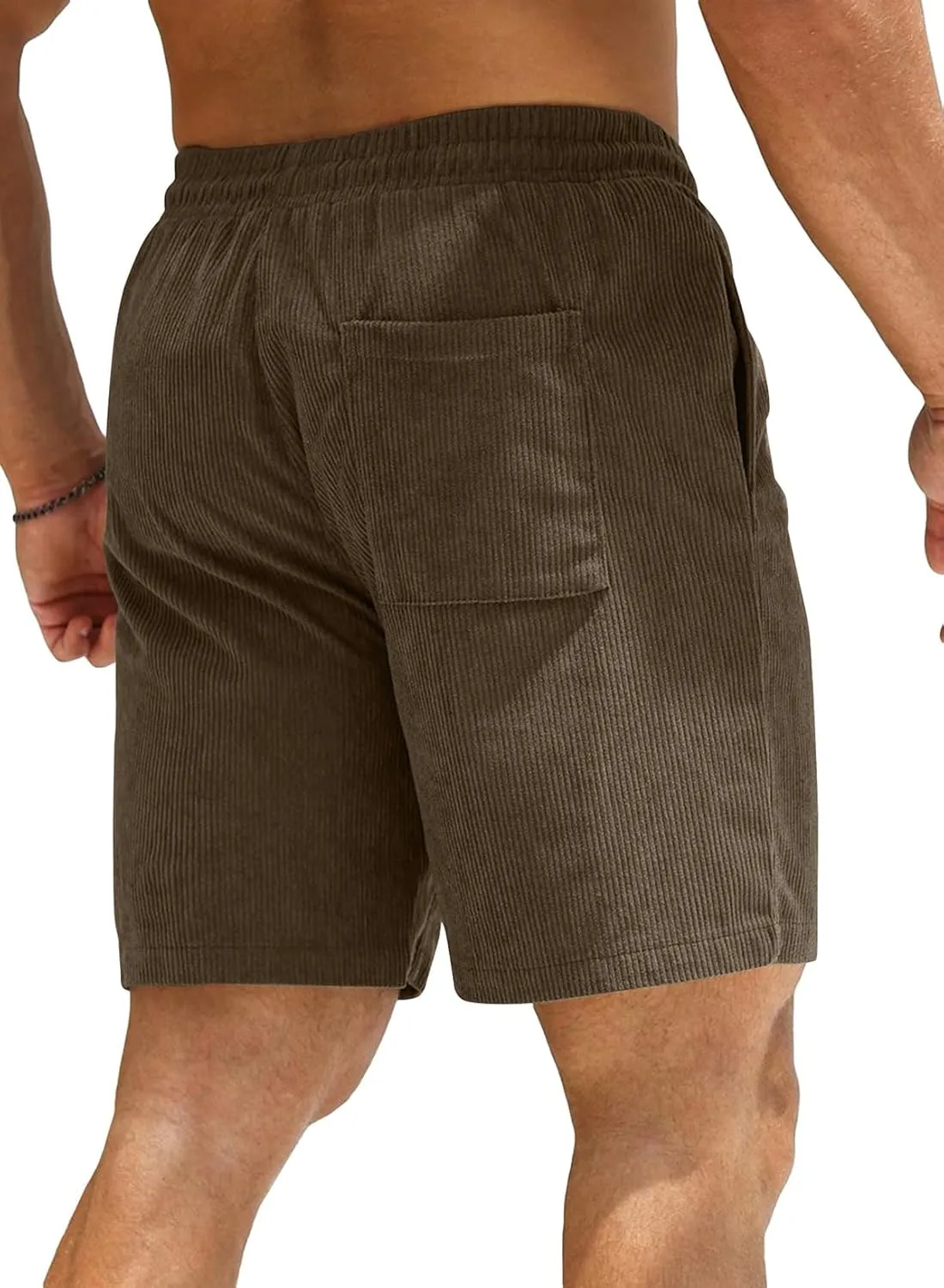 JMIERR Men's Corduroy Shorts Casual Elastic Waist Drawstring Lightweight Summer Beach Shorts