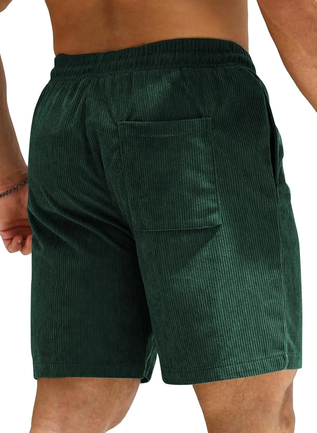 JMIERR Men's Corduroy Shorts Casual Elastic Waist Drawstring Lightweight Summer Beach Shorts