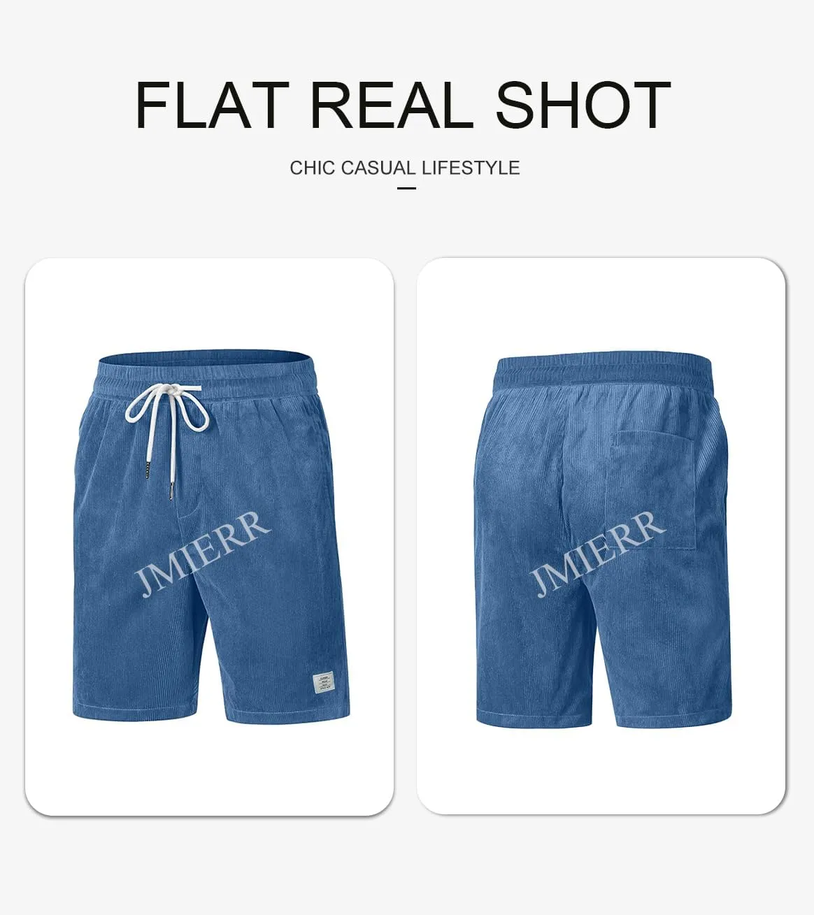 JMIERR Men's Corduroy Shorts Casual Elastic Waist Drawstring Lightweight Summer Beach Shorts